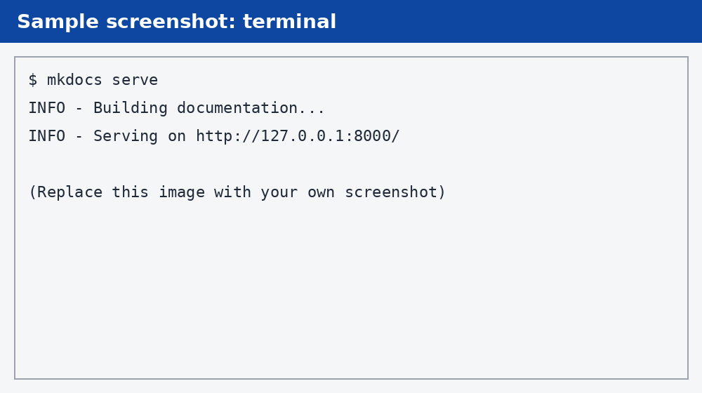 Terminal running mkdocs serve